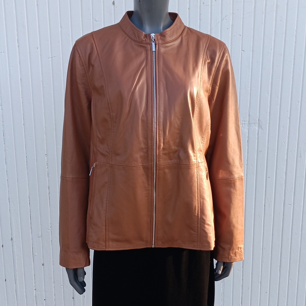 JESSICA LONDON GENUINE LEATHER FULL ZIP LUX JACKET (Pakistan) - Picture 3 of 17